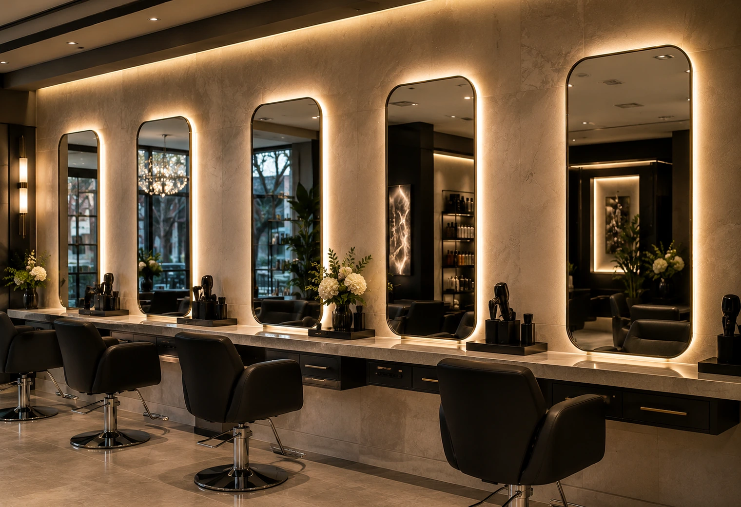 LED Salon Mirror — photographic procurement reference image