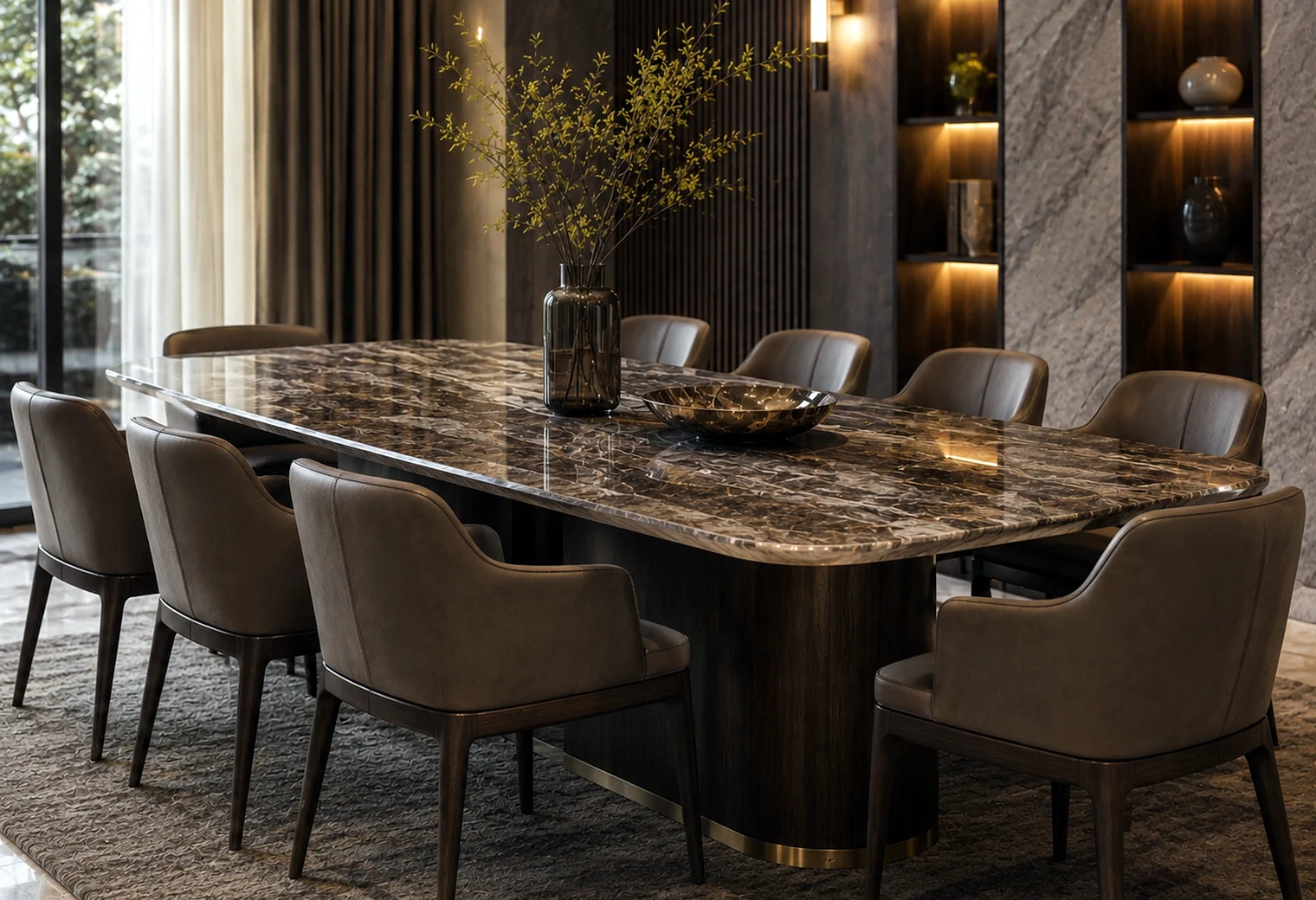 Luxury Stone & Wood Dining Table — luxury home furniture procurement visual