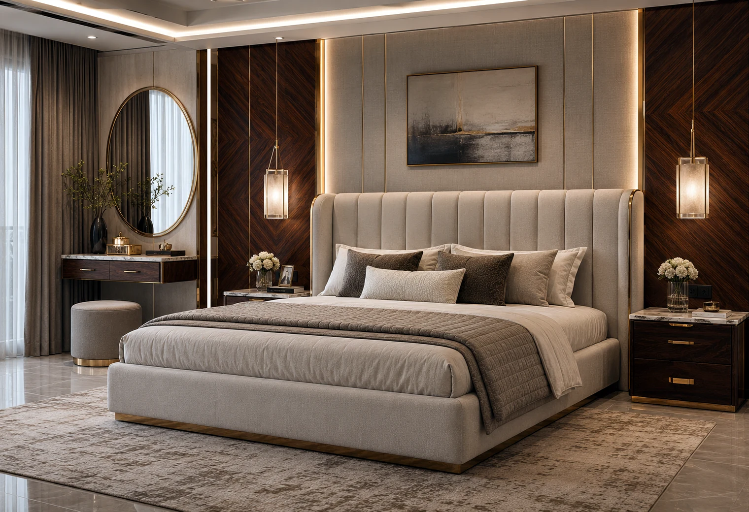 Upholstered Headboard Bed — luxury home furniture procurement visual