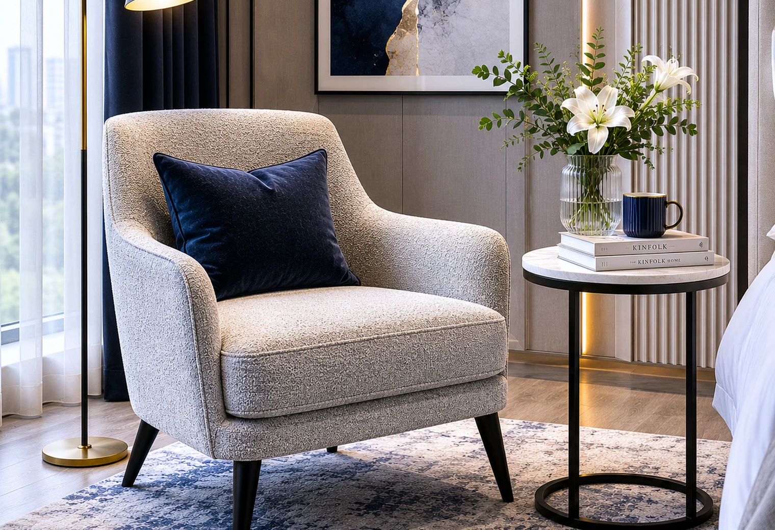 Reading Chair with Side Table option 1 — premium hotel furniture reference image